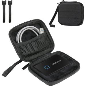 ProCase Carrying Case Compatible for Samsung T7/ T7 Touch Portable SSD, Hard Shockproof Storage Organizer for T7/ T7 Touch Portable Solid State Drive USB 3.2 500GB 1TB 2TB -Black