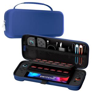 ProCase Carrying Case for Nintendo Switch 2 (2025) with 24 Game Card Slots, Hard Portable Travel Case Storage Bag Protective Pouch for 2025 Nintendo Switch 2 Console & Accessories -Red(Navy (Large Size  Fit AC Adapter))