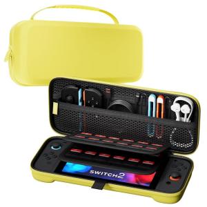 ProCase Carrying Case for Nintendo Switch 2 (2025) with 24 Game Card Slots, Hard Portable Travel Case Storage Bag Protective Pouch for 2025 Nintendo Switch 2 Console & Accessories -Red(Yellow (Standard Size))
