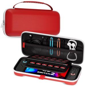ProCase Carrying Case for Nintendo Switch 2 (2025) with 24 Game Card Slots, Hard Portable Travel Case Storage Bag Protective Pouch for 2025 Nintendo Switch 2 Console & Accessories -Red(Red (Standard Size))