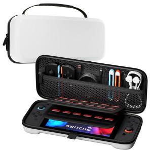 ProCase Carrying Case for Nintendo Switch 2 (2025) with 24 Game Card Slots, Hard Portable Travel Case Storage Bag Protective Pouch for 2025 Nintendo Switch 2 Console & Accessories -Red(White (Standard Size))