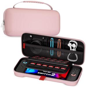 ProCase Carrying Case for Nintendo Switch 2 (2025) with 24 Game Card Slots, Hard Portable Travel Case Storage Bag Protective Pouch for 2025 Nintendo Switch 2 Console & Accessories -Red(Pink (Standard Size))