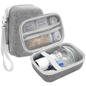ProCase Carrying Case for Portable Nebulizer Travel, Handheld Nebulizador Machine for Adults Kids, Hard Organizer Holder Storage Bag with Pocket for Chamber Inhaler Spacer Asthma Medicine Kits -Black(Grey)