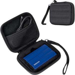 ProCase Carrying Case for Samsung T7 Shield External SSD with 2 Cable Ties, Hard EVA Shockproof Storage Travel Organizer for T7 Shield Portable Solid State Drive USB 3.2 1TB 2TB -Black(Black)