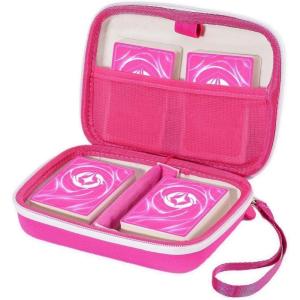 ProCase Collectible Trading Card Case, Hard Travel Carrying Storage Box Holds 300+ Cards for MTG, TCG, Yu-Gi-Oh, Lorcana, Holder Organizer with Removable Divider and Multiple Color Options -Black(Light Pink)