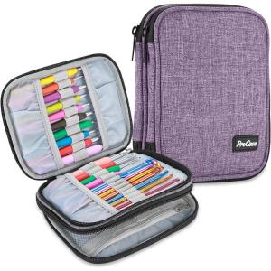 ProCase Crochet Hook Case (up to 6.5 Inches), Travel Organizer Zipper Bag for Various Crochet Hooks, Circular Knitting Needles and Other Accessories (NO Accessories Included)(Purple)