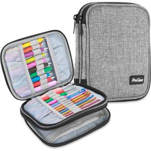 ProCase Crochet Hook Case (up to 6.5 Inches), Travel Organizer Zipper Bag for Various Crochet Hooks, Circular Knitting Needles and Other Accessories (NO Accessories Included)(Grey)