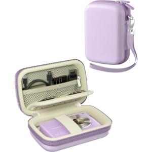 ProCase Digital Camera Case for CAMKORY/Lecran/Lecnippy/Froitx/aycy/FJFJOPK/KODAK PIXPRO FZ55/FZ45 4K Vlogging Camera, Compact Hard Storage Travel Bag with Mesh Pocket for Batteries, SD Card -Cream(Violet)