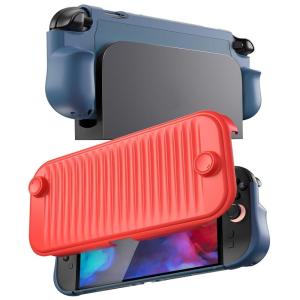 ProCase Dockable Grip Case for Switch 2, Screen Protective PC Front Cover with Foldable Handheld Controller Design, Slim Shockproof Hard Shell Fit for 2025 Switch 2 & Kickstand -Black(Red&Blue)