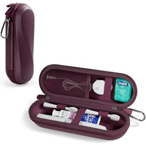 ProCase Electric Toothbrush Travel Case for Oral-B 1000/1500/5000/6000/7000/7500/9600 & iO 7/8/9/10, Philips Sonicare 1100/4100/5100/5300/6100, Water-Resistant Hard Case -L,Plum(Plum)
