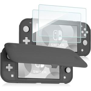 ProCase Flip Cover for Nintendo Switch Lite with 2 Pack Tempered Glass Screen Protectors, Slim Protective Case with Magnetically Detachable Front Cover for Nintendo Switch Lite 2019 -Blue(Grey)