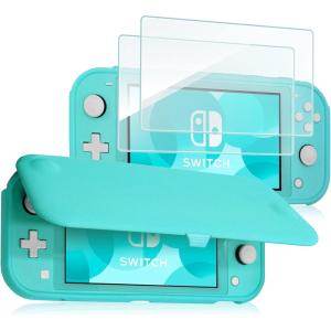 ProCase Flip Cover for Nintendo Switch Lite with 2 Pack Tempered Glass Screen Protectors, Slim Protective Case with Magnetically Detachable Front Cover for Nintendo Switch Lite 2019 -Blue(Turquoise)