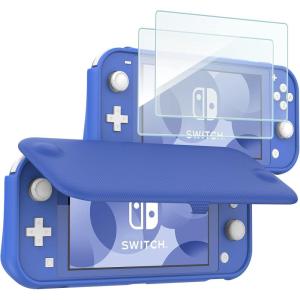 ProCase Flip Cover for Nintendo Switch Lite with 2 Pack Tempered Glass Screen Protectors, Slim Protective Case with Magnetically Detachable Front Cover for Nintendo Switch Lite 2019 -Blue(Blue)