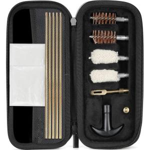 ProCase Gun Cleaning Kit for 12 and 20 Gauge, Zippered Compact Portable Case with Brushes, Slotted Tips, Cleaning Pick and Cotton Mop -Black
