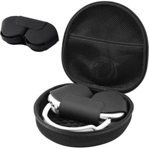 ProCase Hard Carrying Smart Case for AirPods Max, Headphone Travel Case with Sleep Mode Cover & Mesh Pocket, AirPods Max Protective Portable Shell Storage Bag -Black(Black)