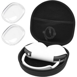 ProCase Hard Case for Apple AirPods Max, Travel Protective Carrying Case with Silicone Ear Cushion Covers, Shockproof EVA Shell with Soft Lining & Accessory Pocket – Green(Blackclear)