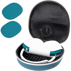 ProCase Hard Case for Apple AirPods Max, Travel Protective Carrying Case with Silicone Ear Cushion Covers, Shockproof EVA Shell with Soft Lining & Accessory Pocket – Green(Darkgreen)