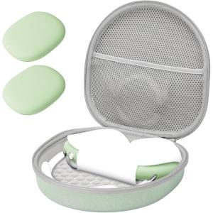 ProCase Hard Case for Apple AirPods Max, Travel Protective Carrying Case with Silicone Ear Cushion Covers, Shockproof EVA Shell with Soft Lining & Accessory Pocket – Green(Green)