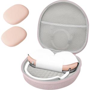 ProCase Hard Case for Apple AirPods Max, Travel Protective Carrying Case with Silicone Ear Cushion Covers, Shockproof EVA Shell with Soft Lining & Accessory Pocket – Green(Pink)