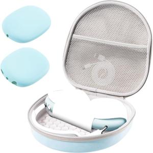 ProCase Hard Case for Apple AirPods Max, Travel Protective Carrying Case with Silicone Ear Cushion Covers, Shockproof EVA Shell with Soft Lining & Accessory Pocket – Green(Lightblue)
