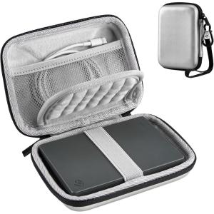 ProCase Hard Drive Case for Canvio Basics Western Digital WD Elements My Passport Seagate Portable Backup Plus Slim 1TB 2TB 3TB 4TB USB 3.0, 2.5”, Samsung T9 Portable External Hard Drive Case -Red(Silver)