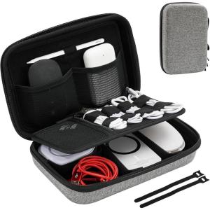 ProCase Hard Travel Electronic Organizer Case for MacBook Power Adapter Chargers Cables Power Bank Apple Magic Mouse Apple Pencil USB Flash Disk SD Card Small Portable Accessories Bag(Darkgrey)