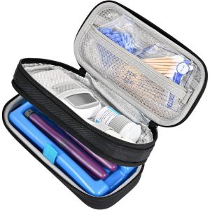 ProCase Insulin Cooler Travel Carrying Case, Portable Diabetes Cold Medication Organizer with Ice Brick, Upgraded Chill Pill Insulation Hard Bag for Insulin Pen Syringes Needle Kits Holder (Black)(Black)