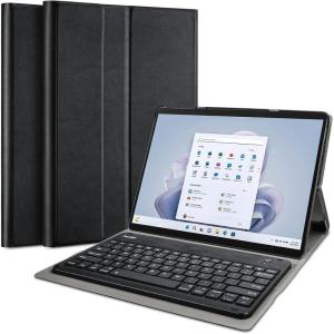 ProCase Keyboard Case for Surface Pro 9 (2022) / Pro 8 (2021) 13″ Tablet, Slim Light Smart Cover with Magnetically Detachable Wireless Keyboard -Black