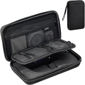 ProCase Large Hard Travel Electronic Organizer Case for MacBook Power Adapter Chargers Cables Tech Organizer Hard Drive USB Flash Disk SD Card Portable Electronics Accessories Bag -Black(Black)