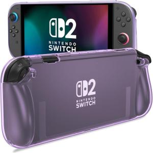 ProCase Protective Cover for Nintendo Switch 2 2025, Case with Ergonomic Grip, Shell for Switch 2, Soft TPU Protector Accessories, Anti-Scratch, Easy to Install -Transparent Pink(Transparent Purple)