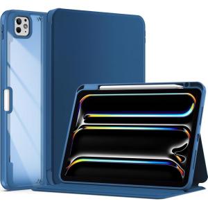 ProCase Smart Case for iPad Pro 11 Inch 2025(M5) / 2024(M4) with Pencil Holder, Clear Back Slim Tri-Angle Folio Stand Shell Tablet Cover for iPad Pro 11” -Black(Teal)