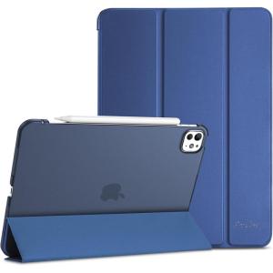 ProCase Smart Case for iPad Pro 11 Inch M5 2025/M4 2024 (Model: A3357/A3358/A3359/A2836/A2837/A3006), Slim Folio Stand Hard Back Shell Protective Tablet Cover for iPad Pro 11″ 6th/5th Gen -Black(Darkblue)