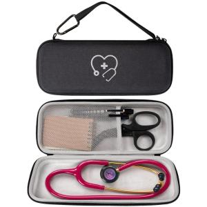 ProCase Stethoscope Case for 3M Littmann Classic III, Lightweight II S.E, MDF Acoustica Stethoscope, Cardiology IV Stethoscope, Hard Travel Carrying Case for Nurse -Black(Black)