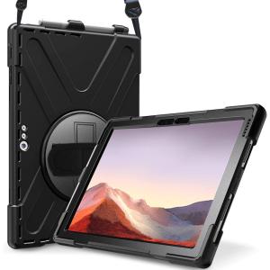 ProCase Surface Pro 6/ Surface Pro 5/ Pro 4/ Pro LTE Case, Full Body Hybrid Protective Case, 360 Degree Rotatable Heavy-Duty Cover with Adjustable Hand Strap, Shoulder Belt and Kickstand -Black(Black)