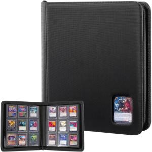 ProCase Top Loader Binder, 9 Pocket Holds 324 Toploaders, Waterproof PU Leather with Non-PVC Pockets for Trading Cards or Sports Cards, Compatible with TCG, MTG in 3″x4″ Toploader -Lightblue(2-Black)