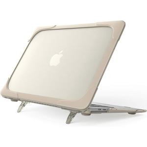 ProCase for MacBook Air 13 Inch Case 2020 2019 2018 Release A2337 M1 A2179 A1932, Heavy Duty Slim Hard Shell Protective Cover with Fold Kickstand for MacBook Air 13 Retina with Touch ID -Black(Khaki)