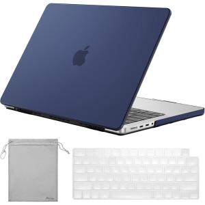 ProCase for MacBook Pro 14.2 Inch 2026 M5 / M5 Pro / M5 Max & 2024 M4 A3112 A3185 A3401 / 2023–2021 M3 A2918 A2992 M2 A2779 M1 A2442, Slim Hard Shell Case with Keyboard Cover – Black(Darkblue)