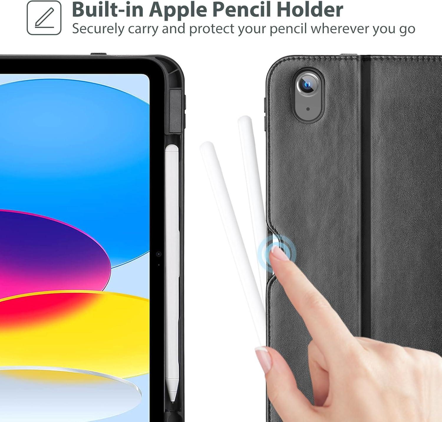 image:imageProCase for iPad A16 11th Generation 11 2025iPad 10th Generation 109 2022 with Pencil Holder iPad 1110 PU Leather Case Business Stand Cover Smart Folio with Hand Strap Front Pocket BrownBlack