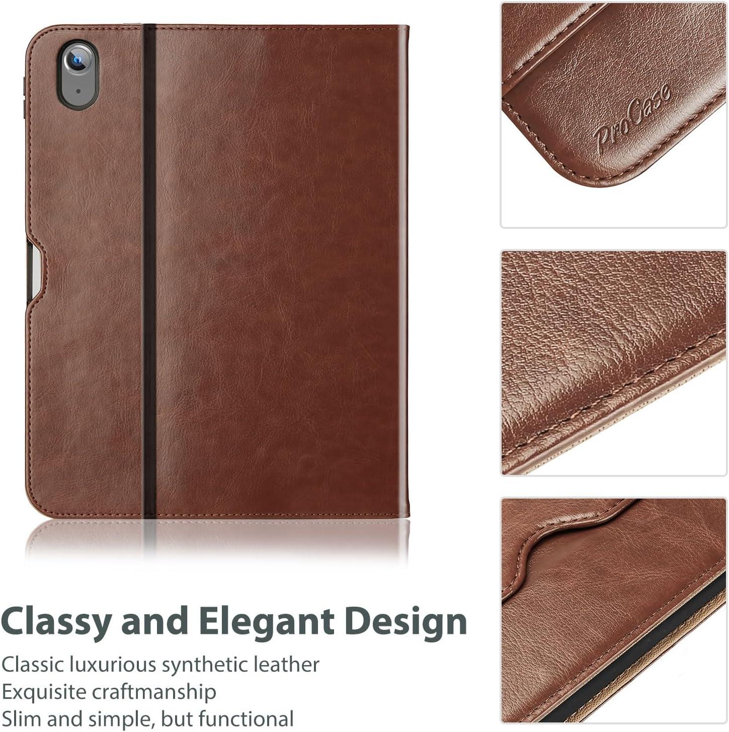 image:imageProCase for iPad A16 11th Generation 11 2025iPad 10th Generation 109 2022 with Pencil Holder iPad 1110 PU Leather Case Business Stand Cover Smart Folio with Hand Strap Front Pocket BrownBrown