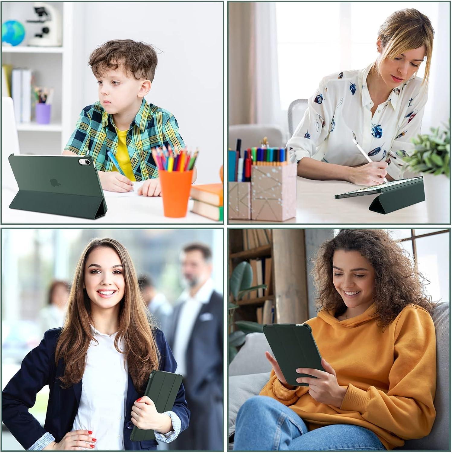 image:imageProCase for iPad A16 11th Generation 11 Inch 2025 iPad 10th Generation 109 Inch 2022 Case Slim Smart Cover with Translucent Hard Shell Back Supports Touch ID Auto WakeSleep BlueMgreen