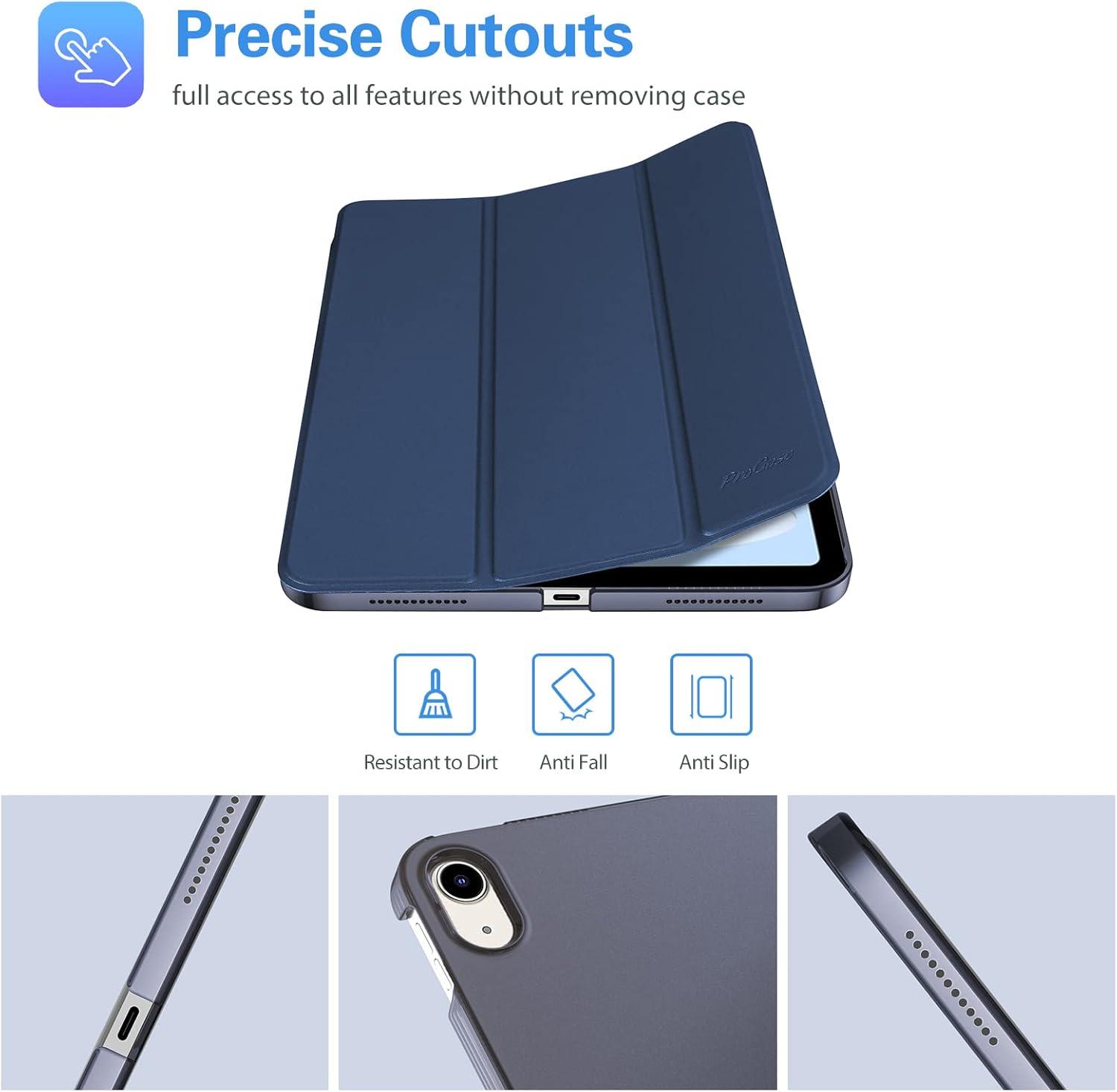 image:imageProCase for iPad A16 11th Generation 11 Inch 2025 iPad 10th Generation 109 Inch 2022 Case Slim Smart Cover with Translucent Hard Shell Back Supports Touch ID Auto WakeSleep BlueDarkblue