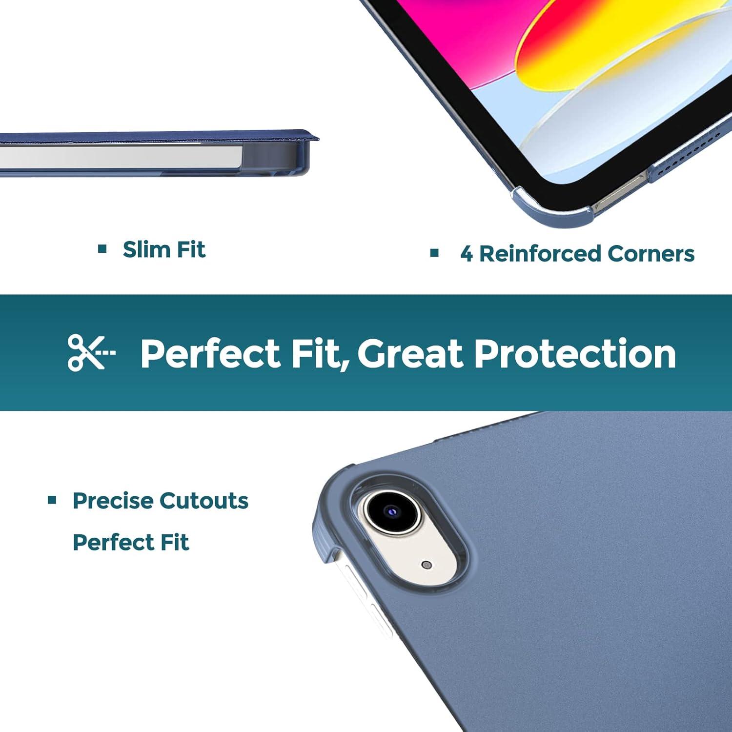 image:imageProCase for iPad A16 11th Generation 11 Inch 2025 iPad 10th Generation 109 Inch 2022 Case Slim Smart Cover with Translucent Hard Shell Back Supports Touch ID Auto WakeSleep BlueNavy
