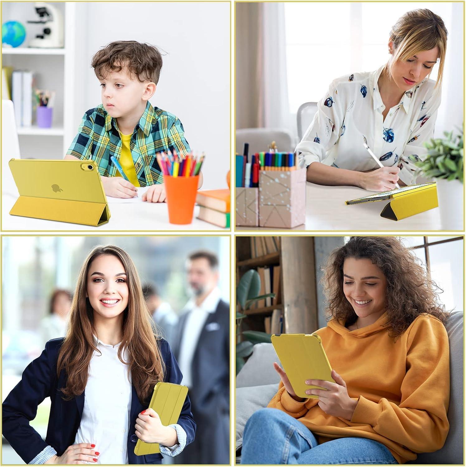 image:imageProCase for iPad A16 11th Generation 11 Inch 2025 iPad 10th Generation 109 Inch 2022 Case Slim Smart Cover with Translucent Hard Shell Back Supports Touch ID Auto WakeSleep BlueYellow