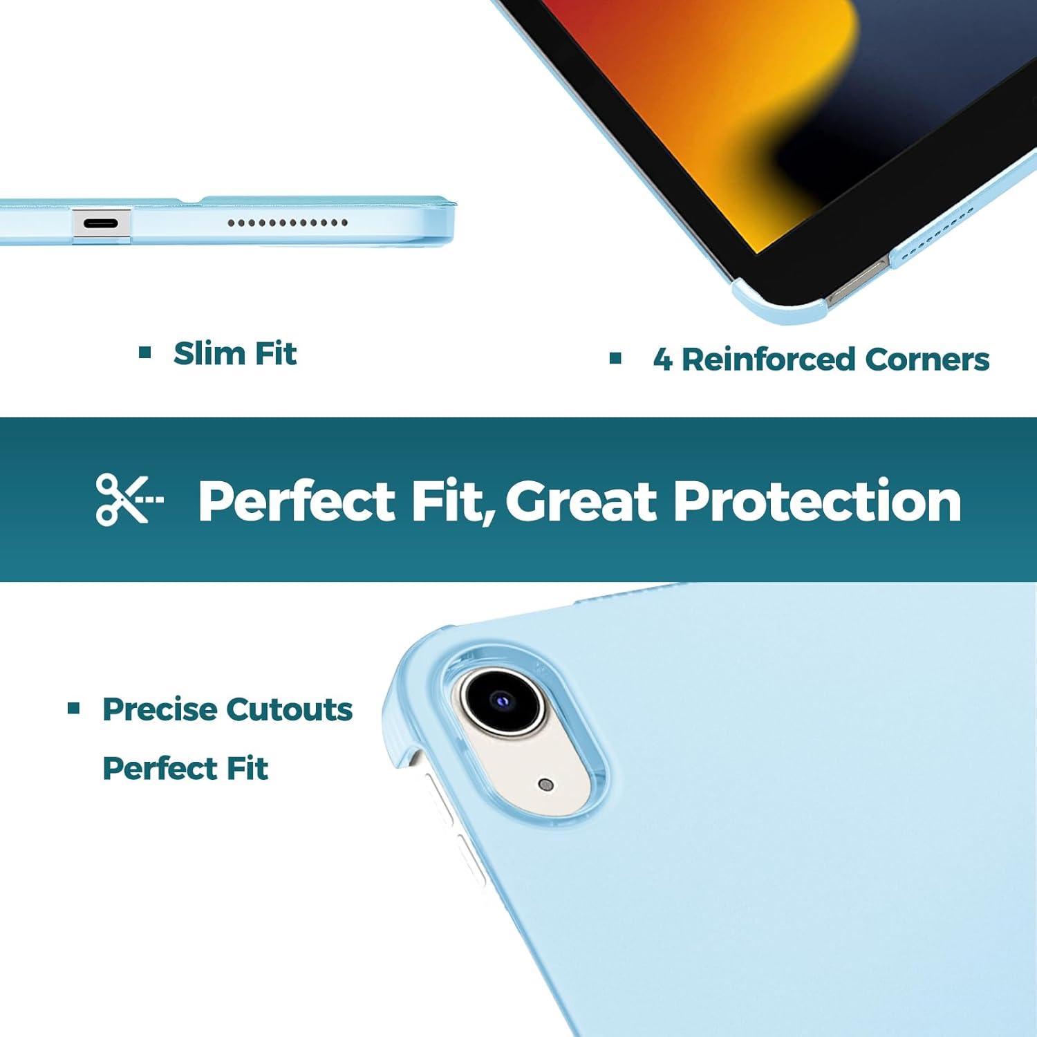 image:imageProCase for iPad A16 11th Generation 11 Inch 2025 iPad 10th Generation 109 Inch 2022 Case Slim Smart Cover with Translucent Hard Shell Back Supports Touch ID Auto WakeSleep BlueLightBlue