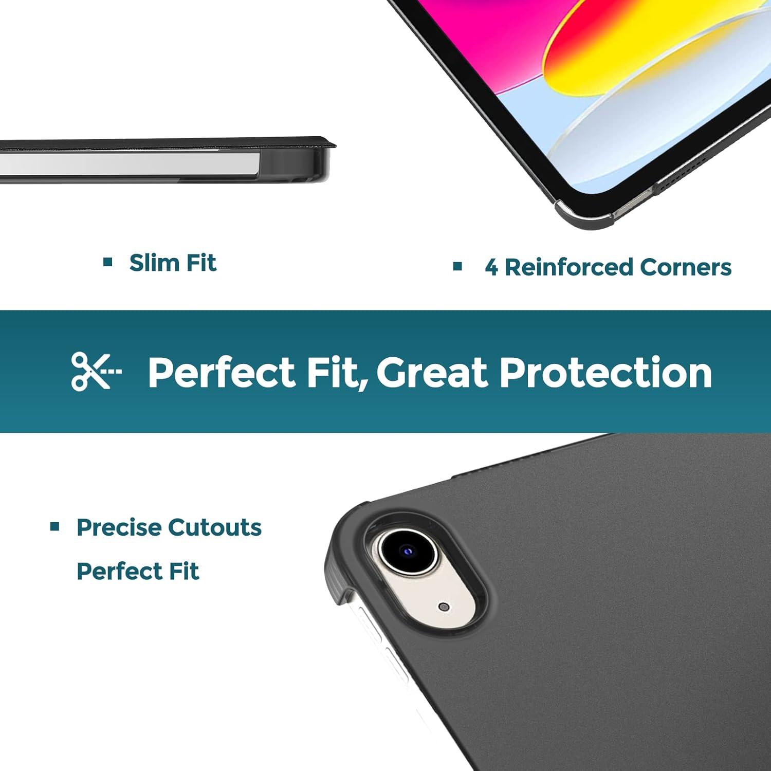 image:imageProCase for iPad A16 11th Generation 11 Inch 2025 iPad 10th Generation 109 Inch 2022 Case Slim Smart Cover with Translucent Hard Shell Back Supports Touch ID Auto WakeSleep BlueBlack
