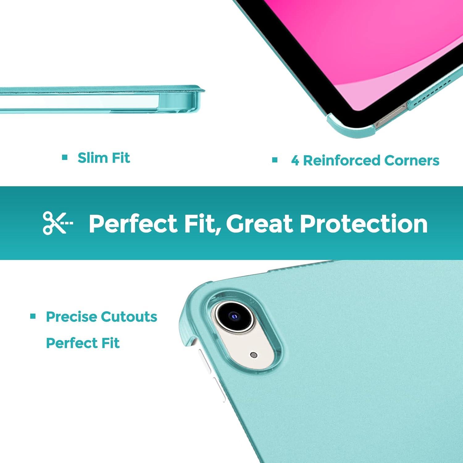 image:imageProCase for iPad A16 11th Generation 11 Inch 2025 iPad 10th Generation 109 Inch 2022 Case Slim Smart Cover with Translucent Hard Shell Back Supports Touch ID Auto WakeSleep BlueAqua
