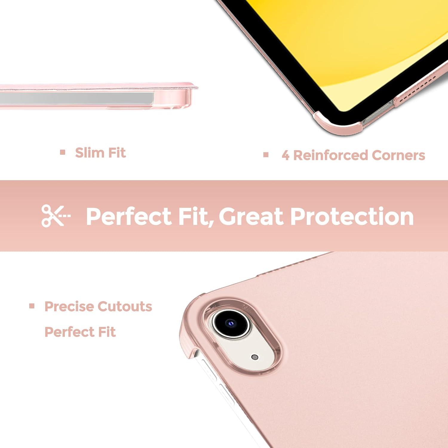 image:imageProCase for iPad A16 11th Generation 11 Inch 2025 iPad 10th Generation 109 Inch 2022 Case Slim Smart Cover with Translucent Hard Shell Back Supports Touch ID Auto WakeSleep BlueRosegold
