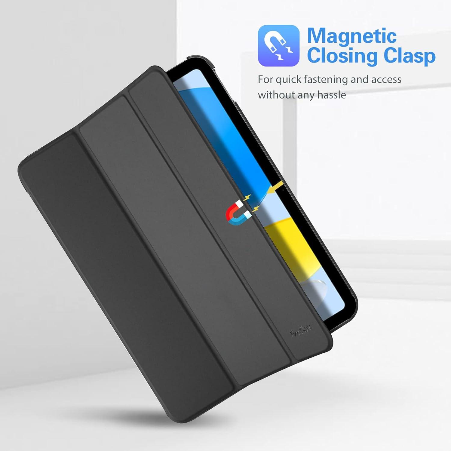 image:imageProCase for iPad A16 11th Generation 11 Inch 2025 iPad 10th Generation 109 Inch 2022 Case Slim Smart Cover with Translucent Hard Shell Back Supports Touch ID Auto WakeSleep BlueShadowblack