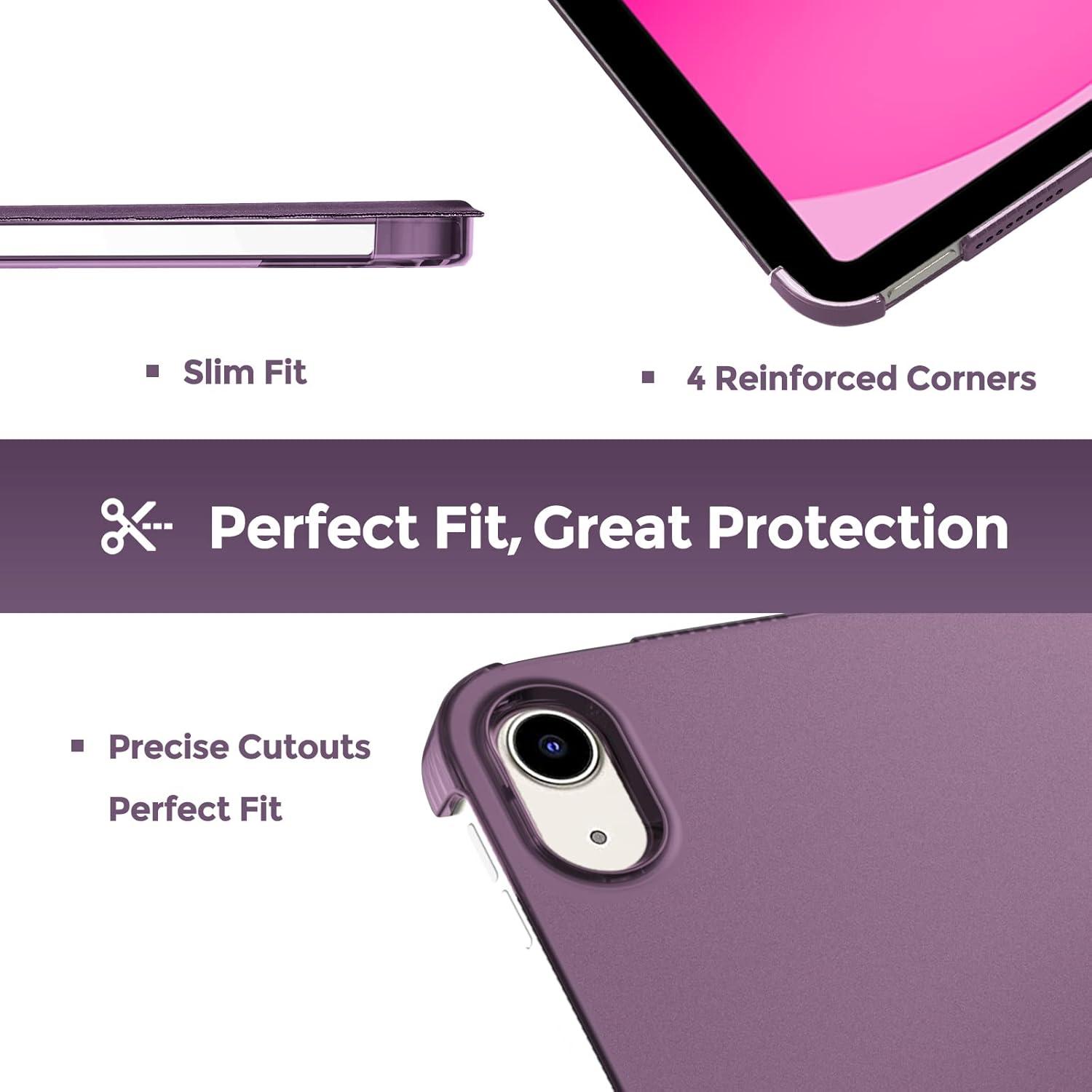image:imageProCase for iPad A16 11th Generation 11 Inch 2025 iPad 10th Generation 109 Inch 2022 Case Slim Smart Cover with Translucent Hard Shell Back Supports Touch ID Auto WakeSleep BluePurple