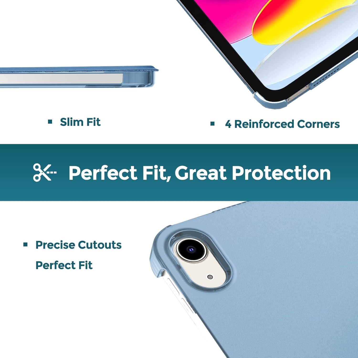 image:imageProCase for iPad A16 11th Generation 11 Inch 2025 iPad 10th Generation 109 Inch 2022 Case Slim Smart Cover with Translucent Hard Shell Back Supports Touch ID Auto WakeSleep BlueBlue